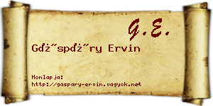 Gáspáry Ervin névjegykártya